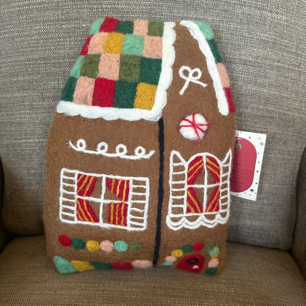 Pottery Barn Kids Festive Multicolor Gingerbread Pillow